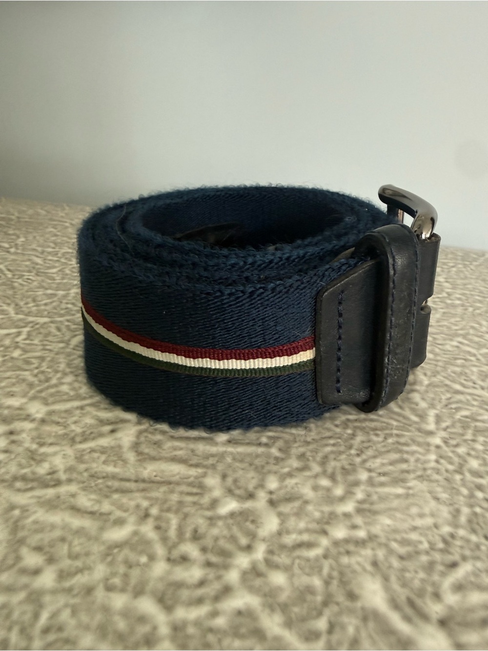 Equiline Navy Webbing Belt with Tricolor Stripe